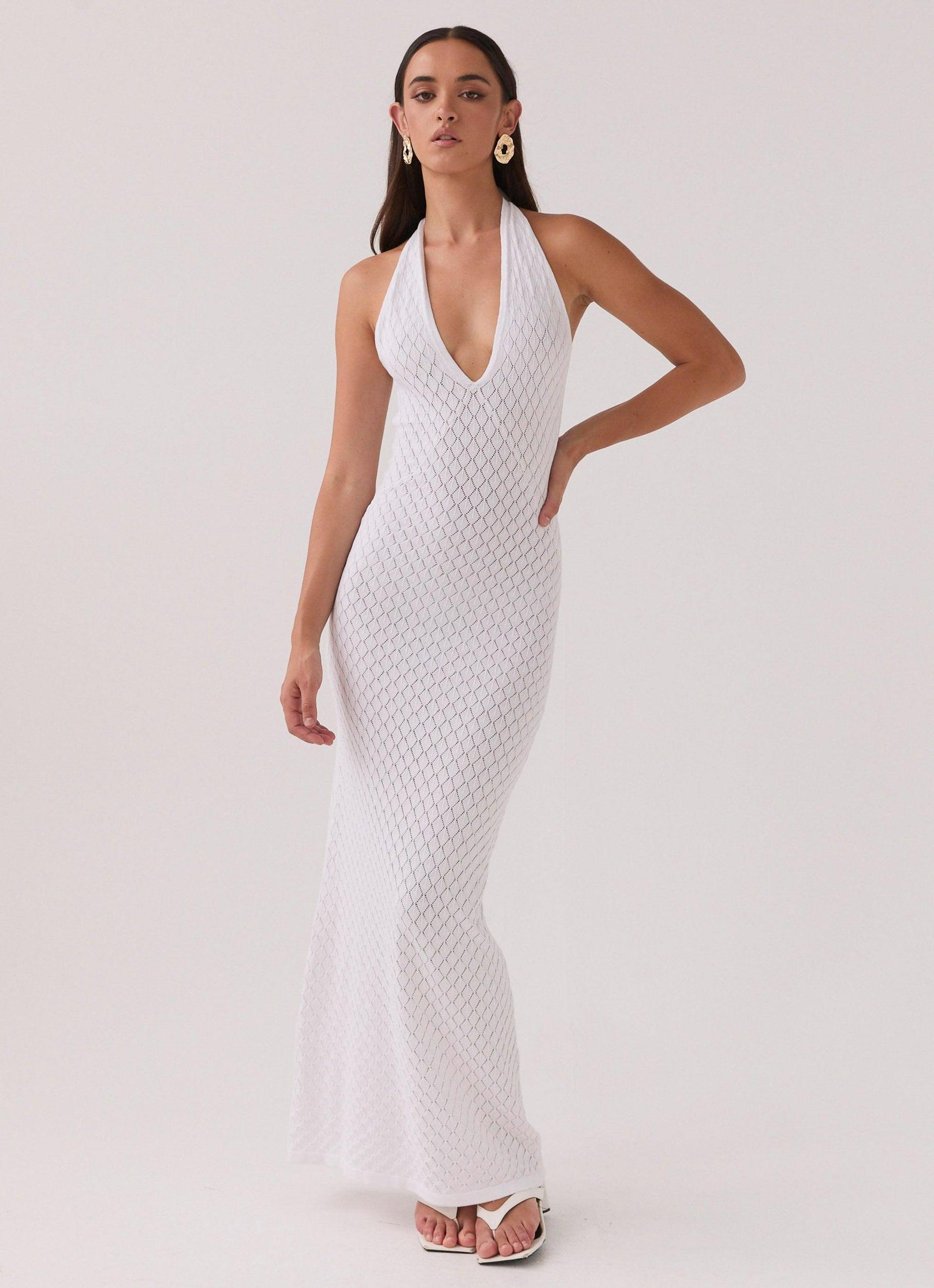 Herald Angels Knit Maxi Dress - White Product Image