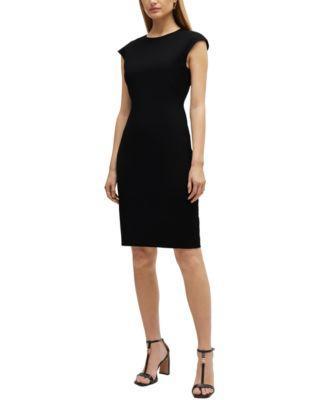 Womens Slim-Fit Dress in Virgin Wool with Cap Sleeves Product Image