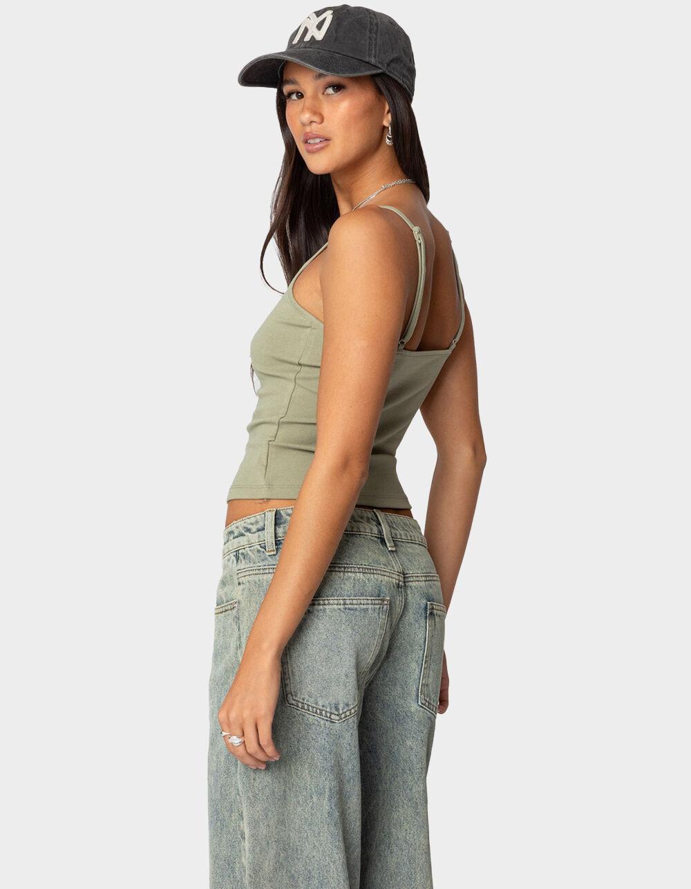 EDIKTED Ribbed Henley Tank Top Product Image