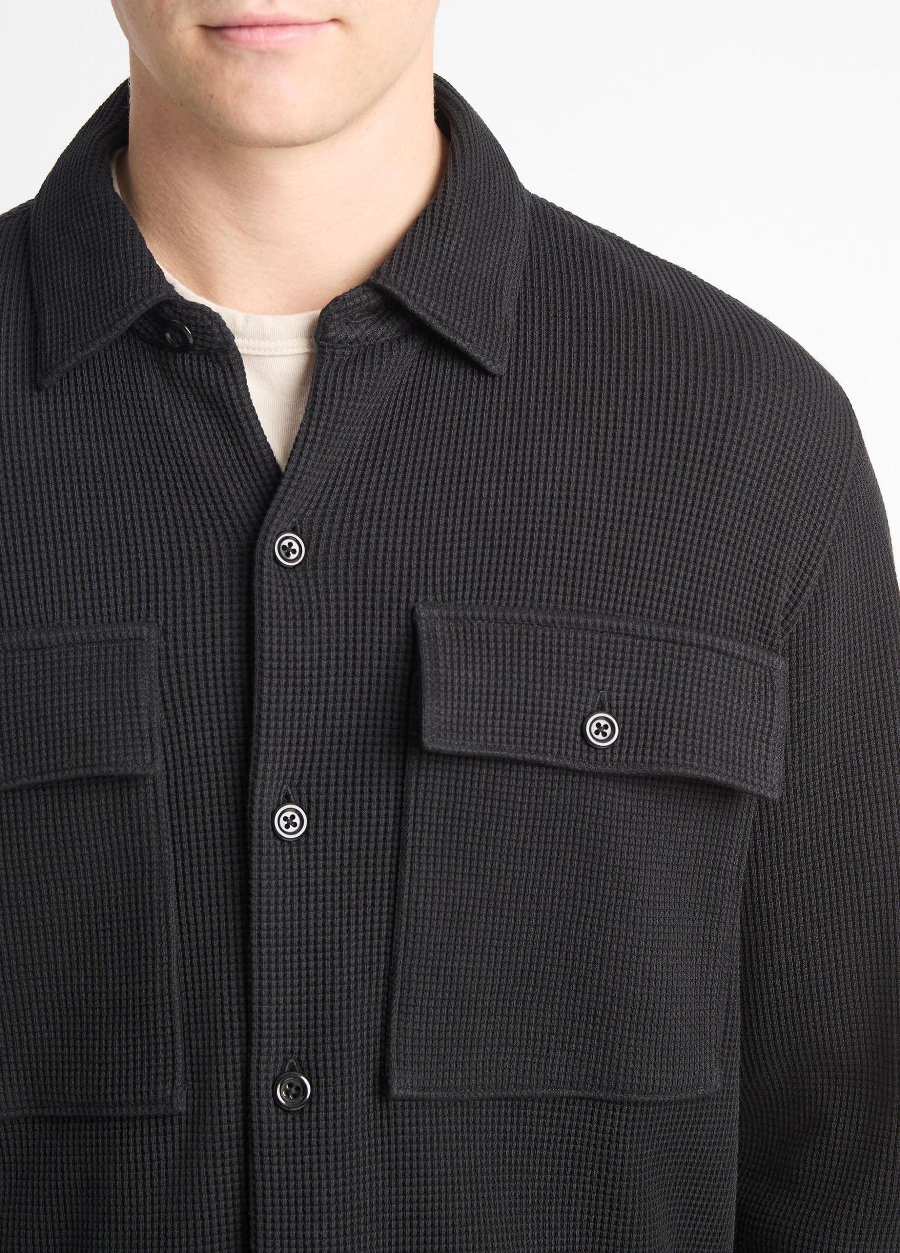 Mens Chunky Waffle Cotton-Blend Shirt Jacket, Coastal Blue, Size L Vince Product Image