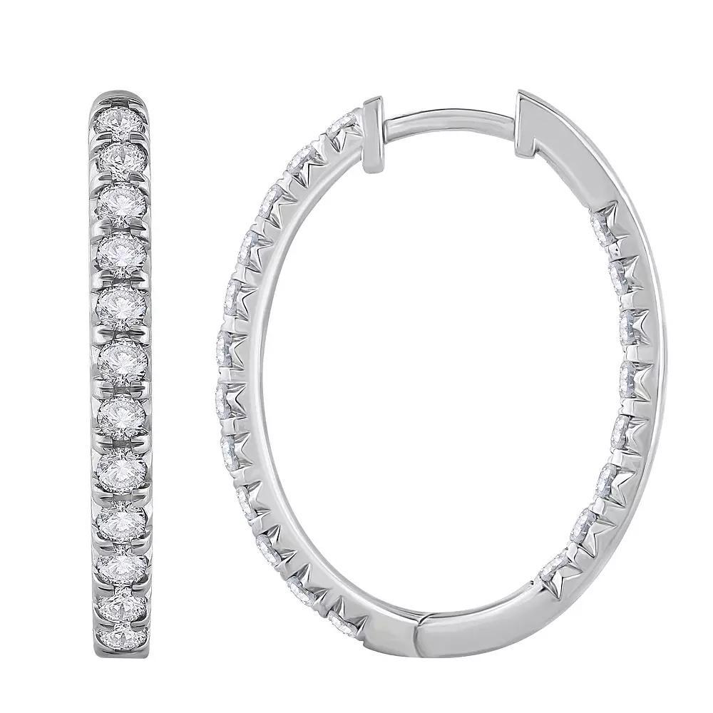 Diamond Medley 14k White Gold 2 Carat T.W. Lab-Grown Diamond Hoop Earrings, Women's, 14k Whgold Product Image
