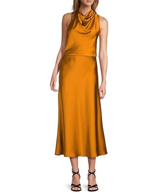 Antonio Melani Bailey Halter Neck Drapey Satin Sleeveless Blouse Product Image