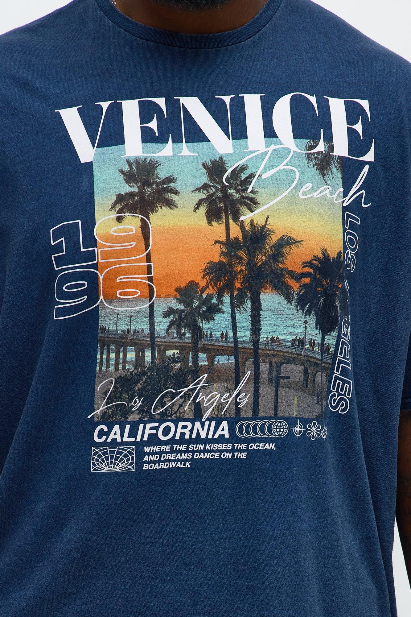 Venice Beach California Oversized Short Sleeve Tee - Navy Wash Product Image
