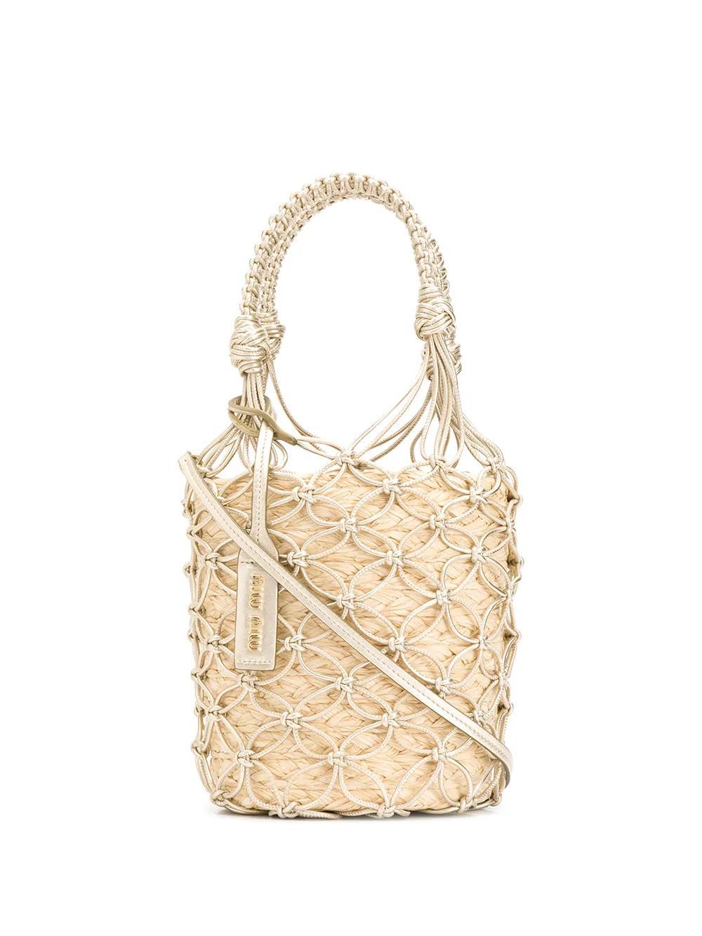 MIU MIU Woven Bucket Bag In Silver Product Image