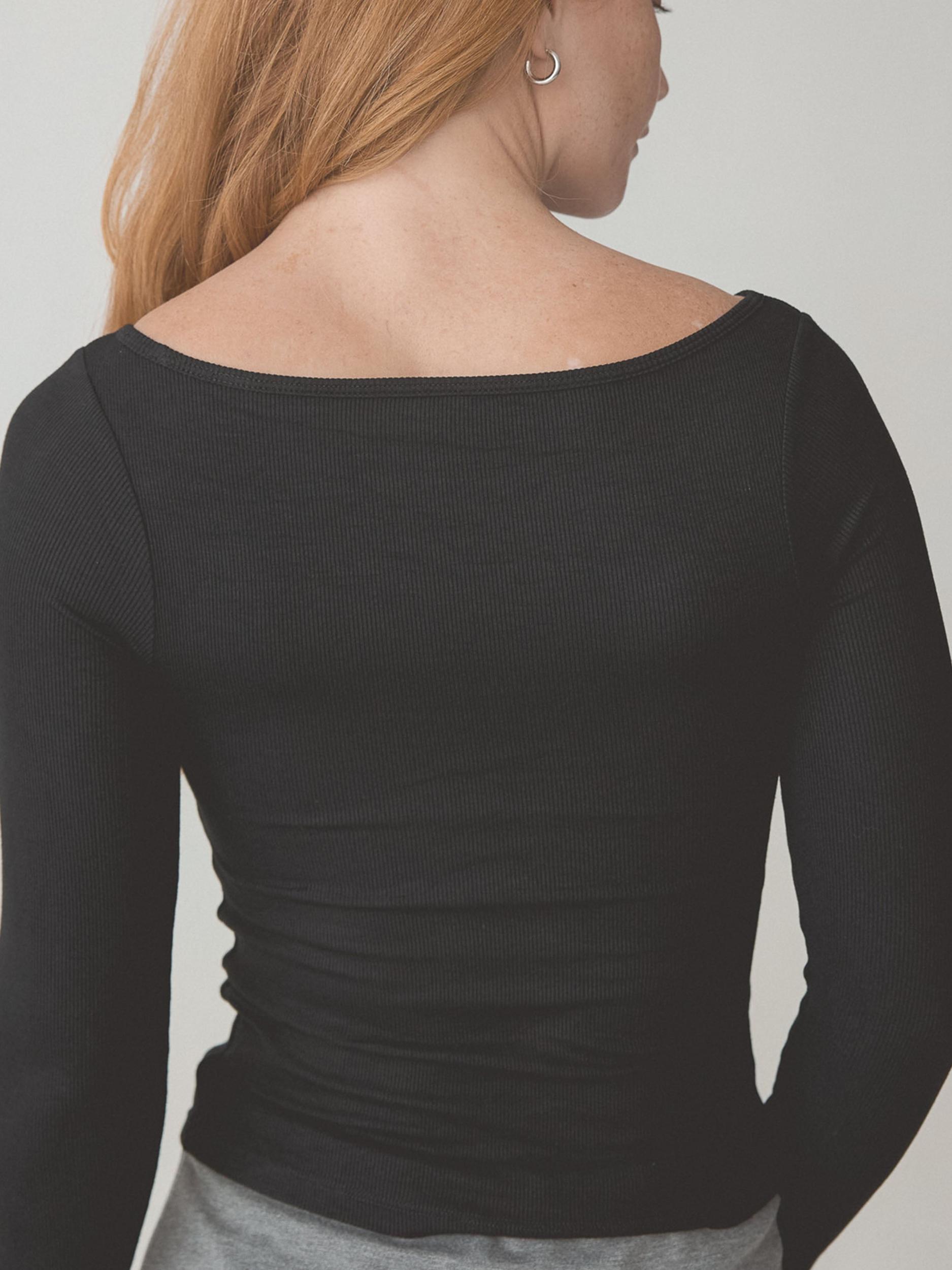 Ribbed Boat Neck Braless Long Sleeve Product Image