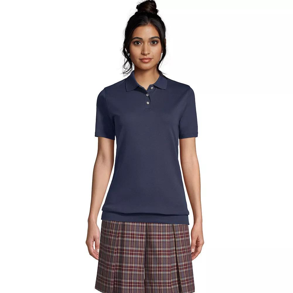 Women's Lands' End Short Sleeve Banded Bottom Polo Shirt, Size: Small, White Product Image