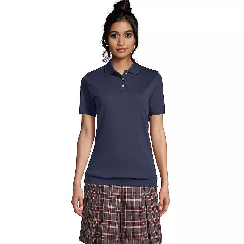 Women's Lands' End Short Sleeve Banded Bottom Polo Shirt, Size: Small, White Product Image