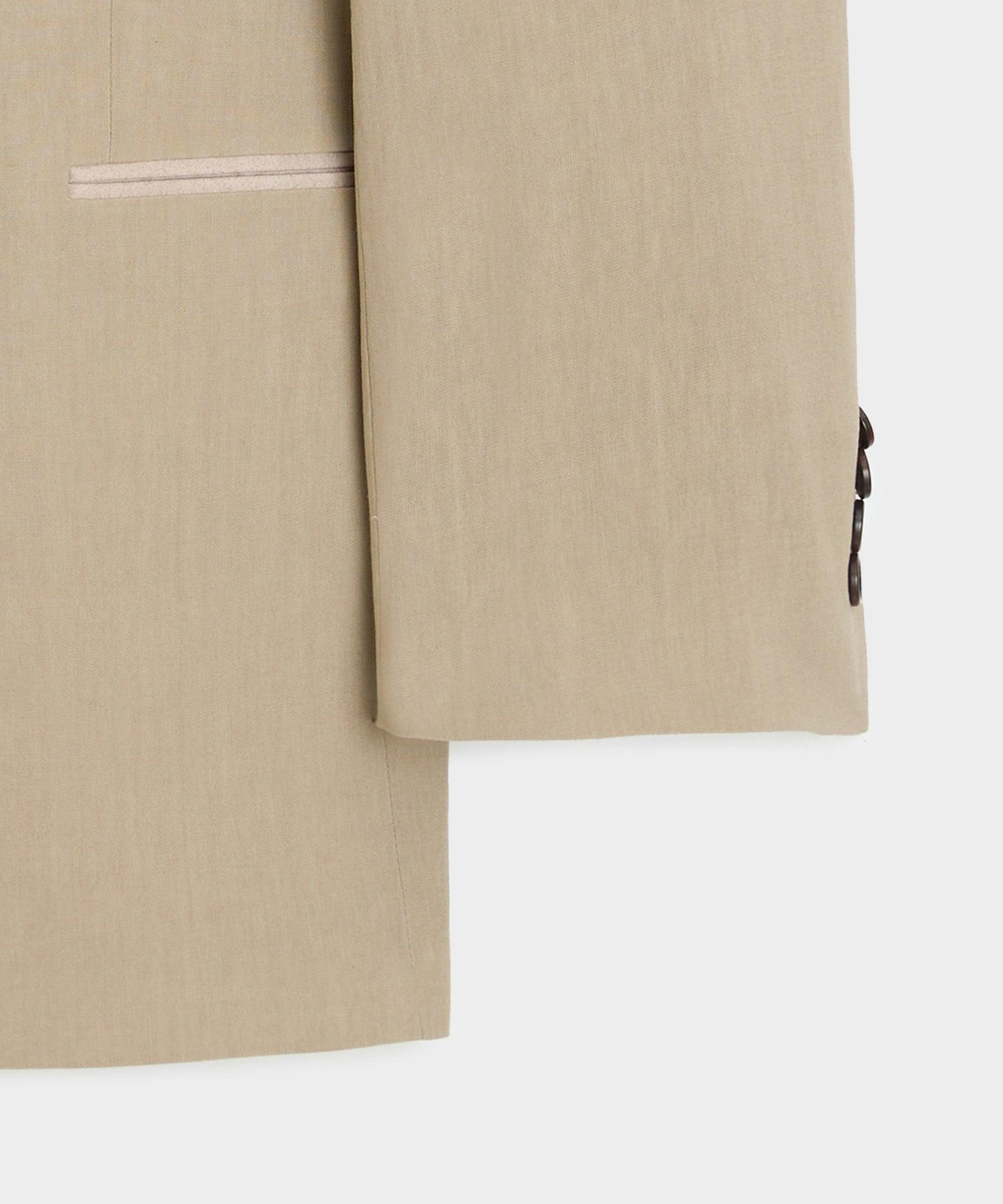 Italian Relaxed Sueded Linen Double-Breasted Tuxedo Jacket Product Image