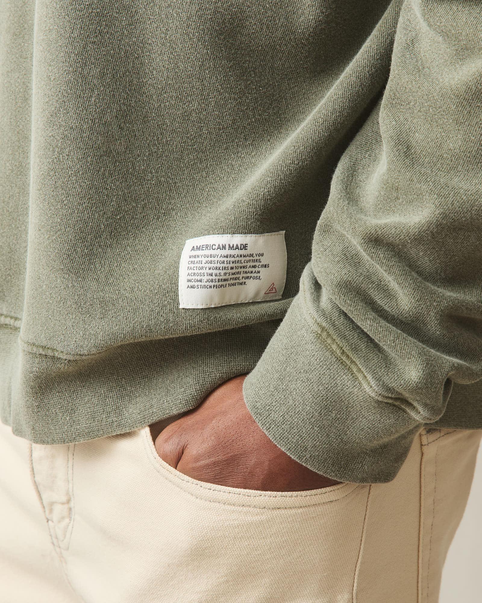 Men's Vintage Washed Relaxed French Terry Crew - Olive Product Image