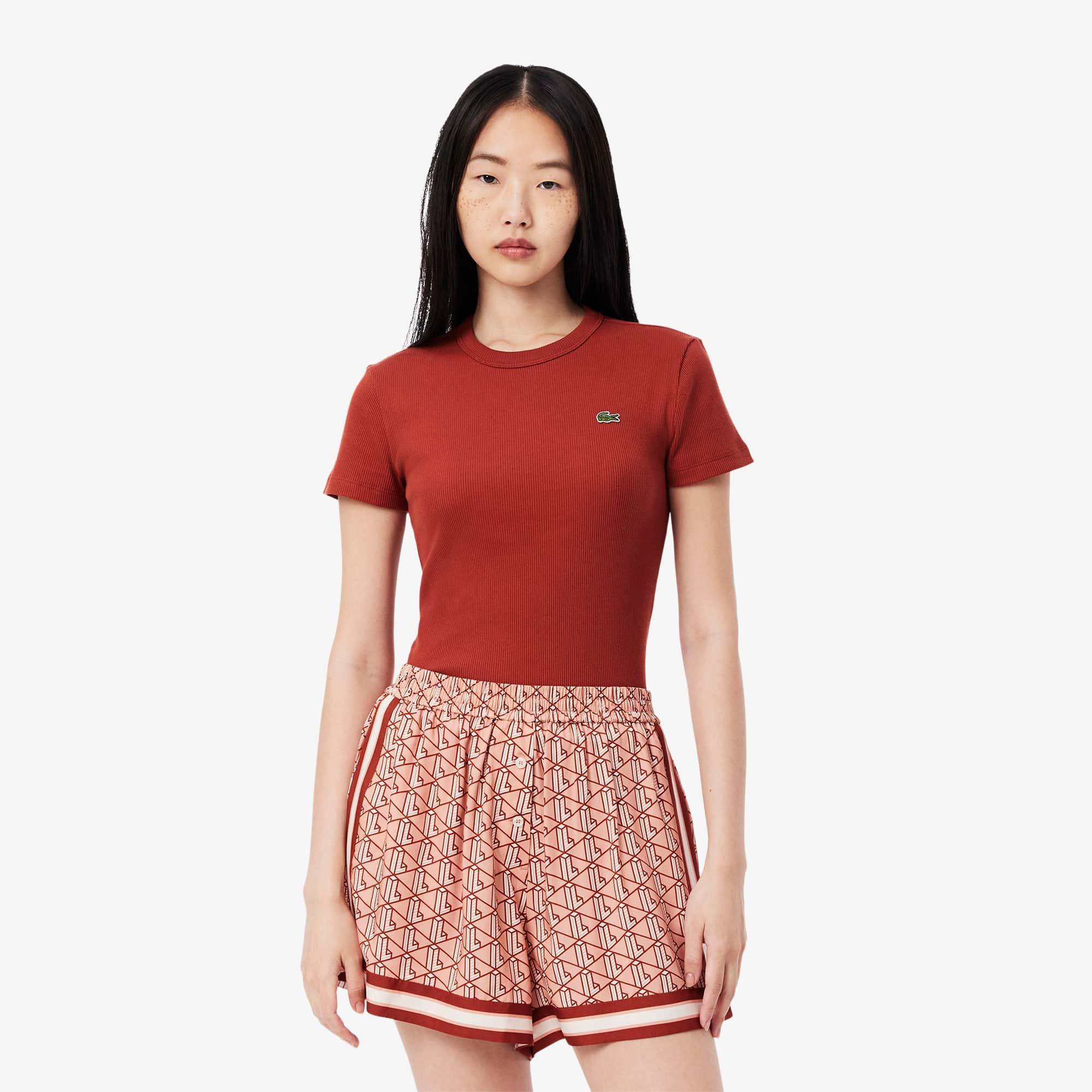 Slim Fit Ribbed Cotton T-shirt Product Image