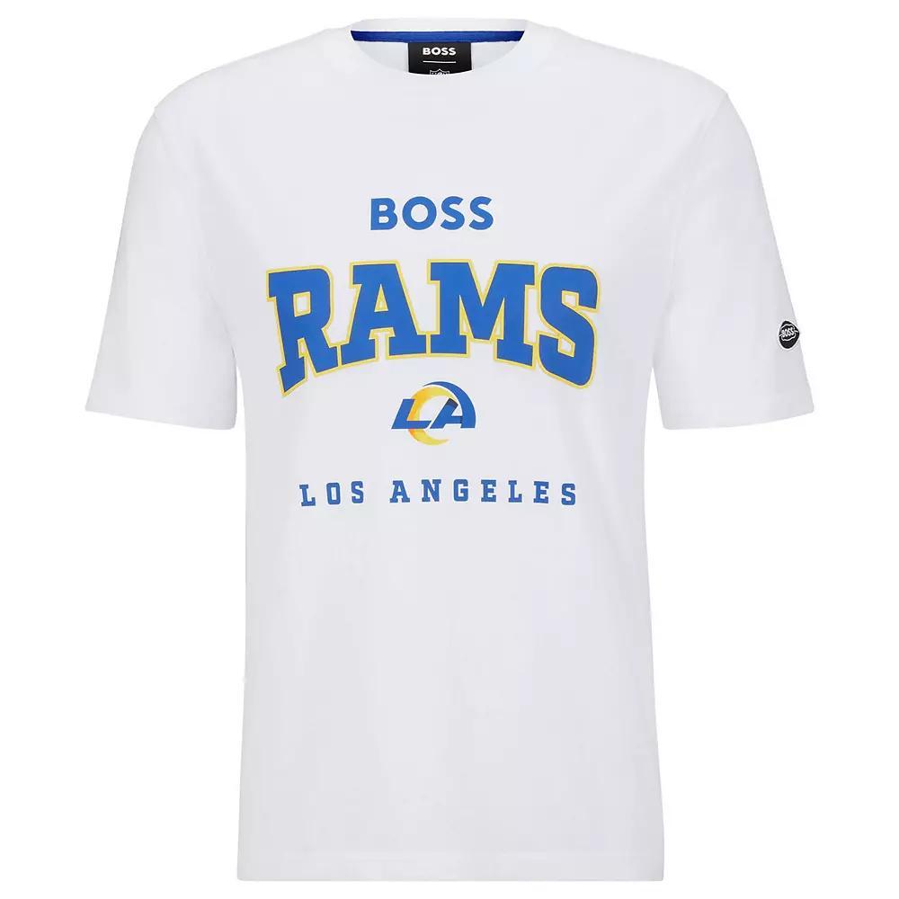 Men's BOSS X NFL  White Los Angeles Rams Huddle T-Shirt, Size: Medium Product Image