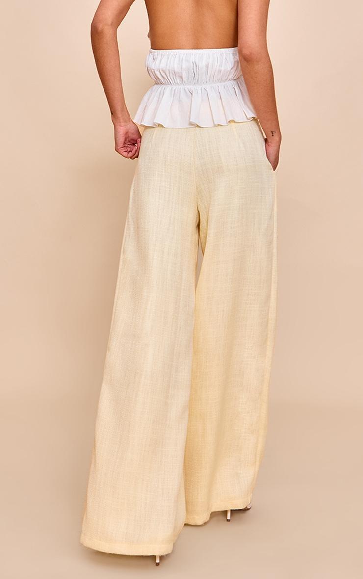 Butter Cream Tailored Tweed Wide Leg Pants Product Image