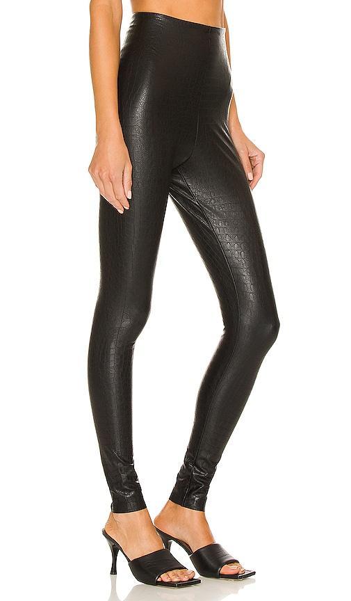 Womens Faux-Leather Croc Leggings Product Image