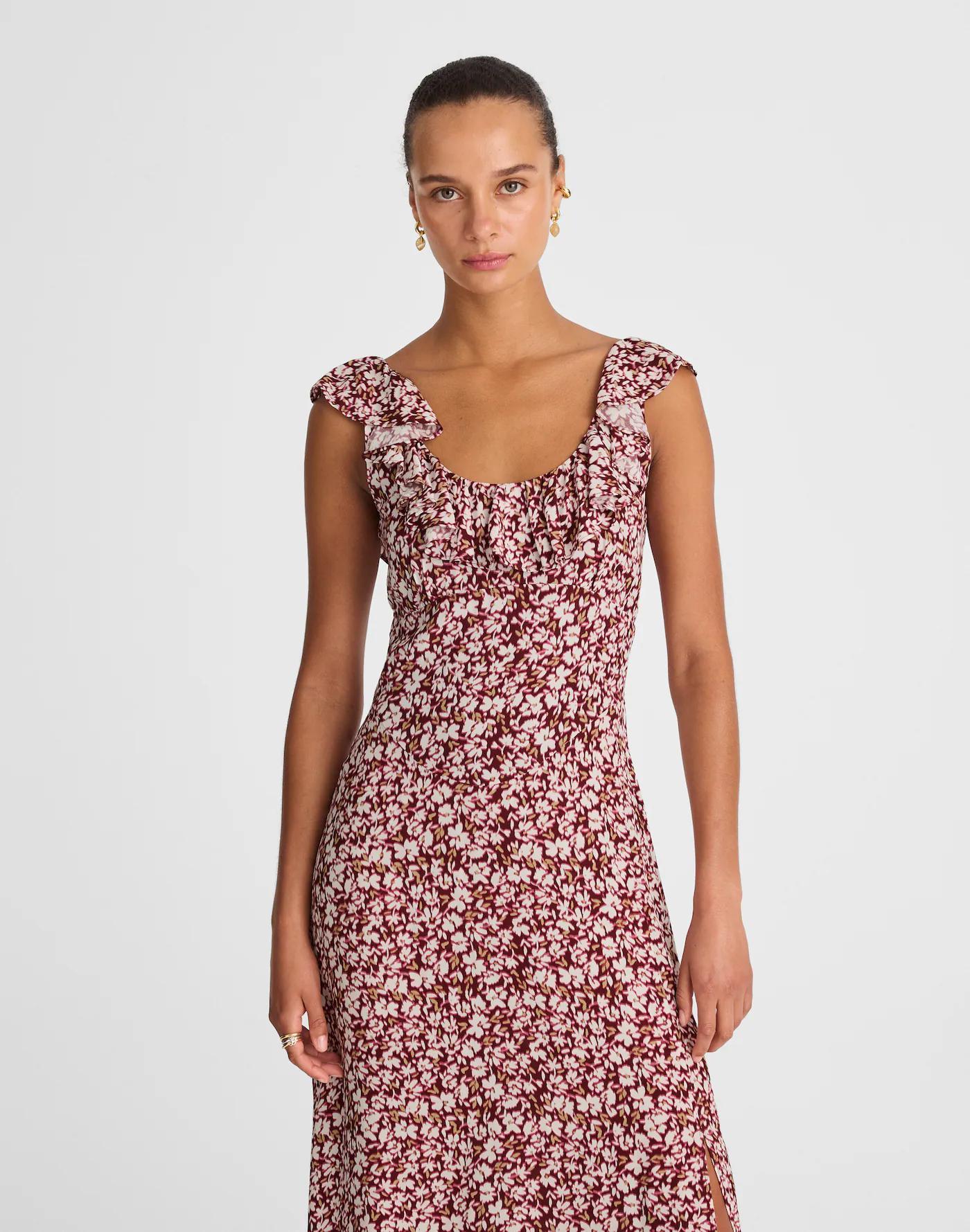Ruffled Scoopneck Maxi Dress in Floral Product Image