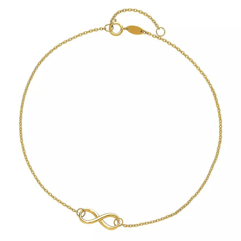 14k Gold Infinity Charm Anklet, Women's, Size: 9" Product Image