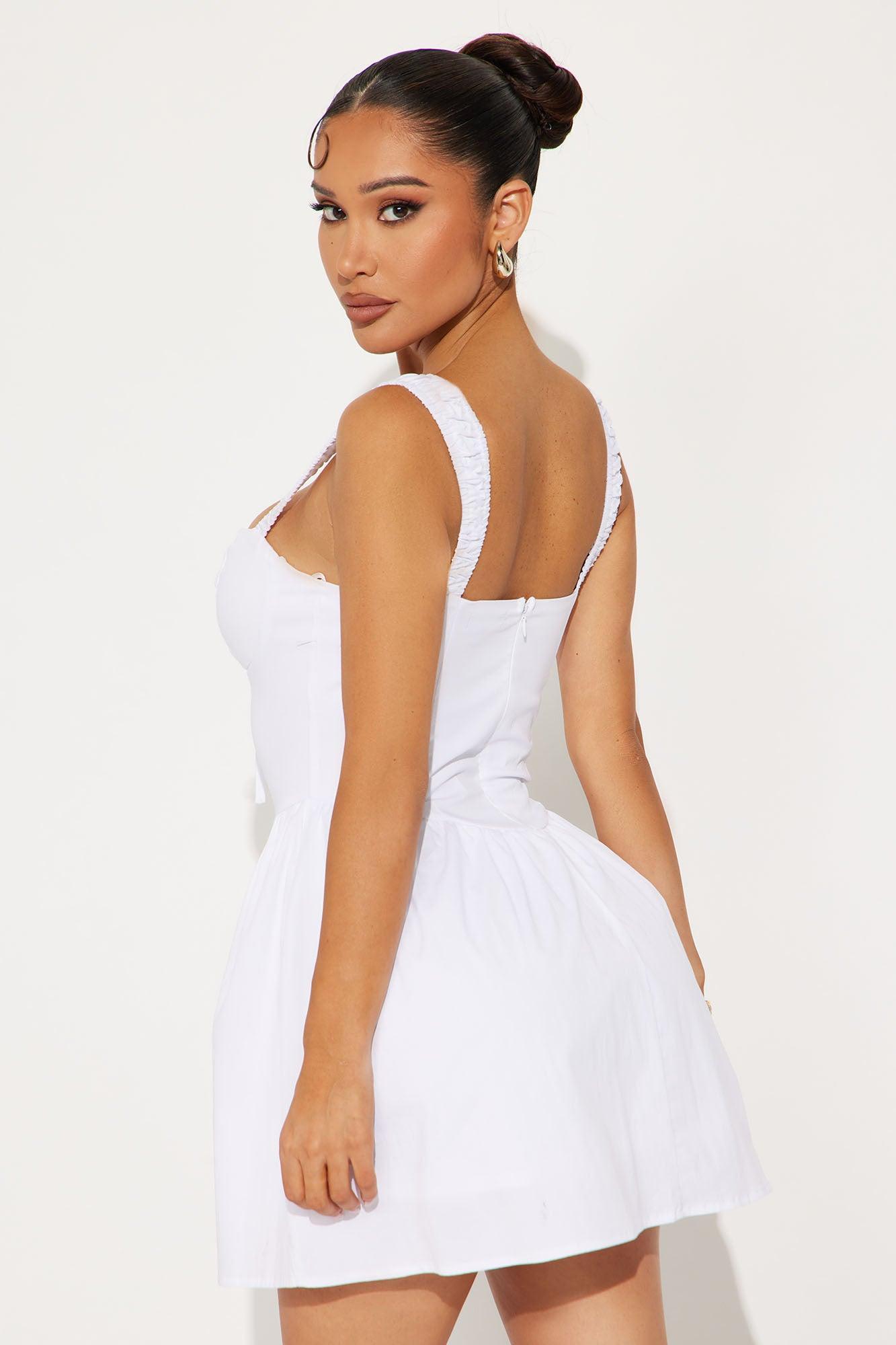Kendra Poplin Micro Mini Dress - White Product Image