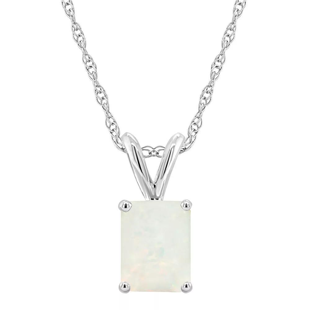Celebration Gems 14k Gold Emerald Cut White Opal Pendant Necklace, Women's, Size: 18" Product Image