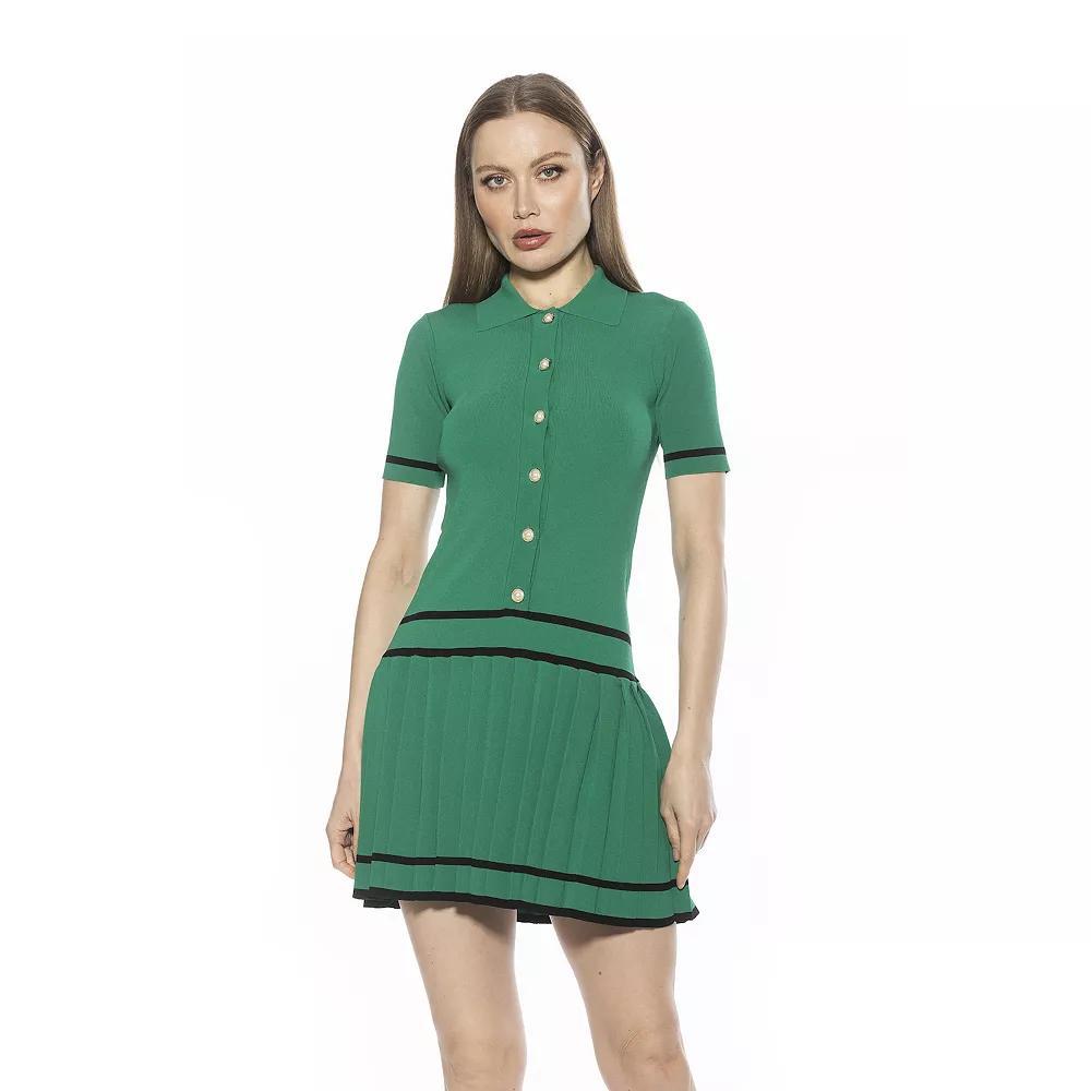 Women's ALEXIA ADMOR Lucinda Collared Short Sleeve Tennis Dress, Size: Medium, Halogen Blue Product Image