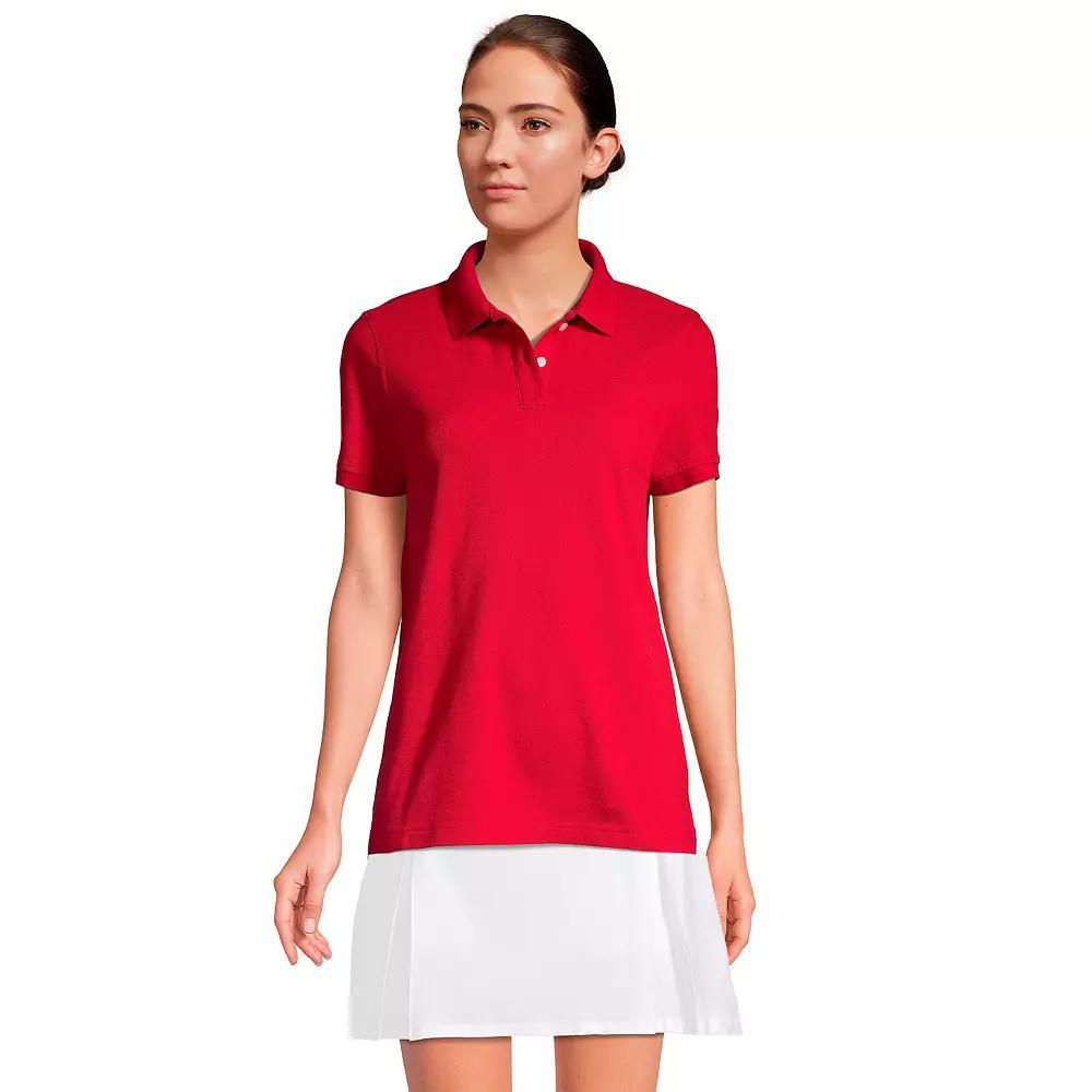 Womens Lands End School Uniform Short Sleeve Mesh Polo Shirt Classic Blue Product Image