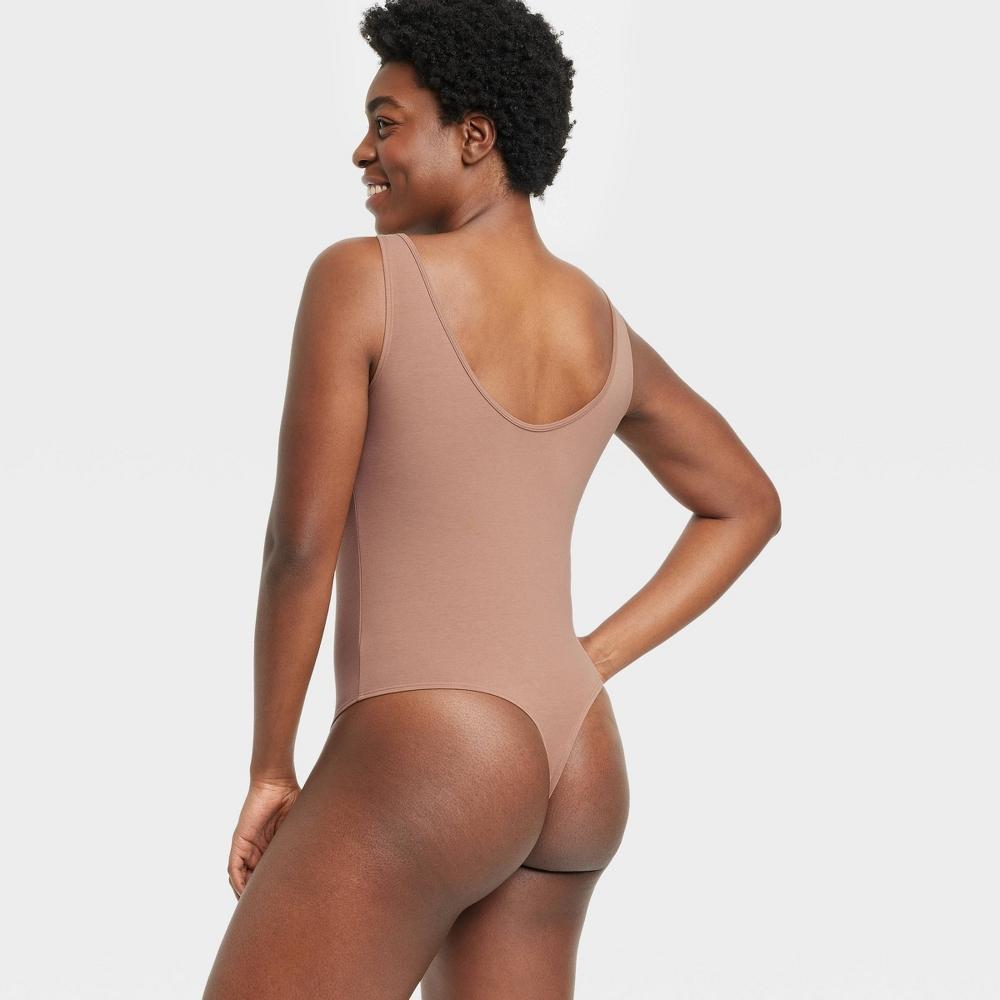 Women's Cotton Stretch Tank Bodysuit - Auden™ Brown Product Image