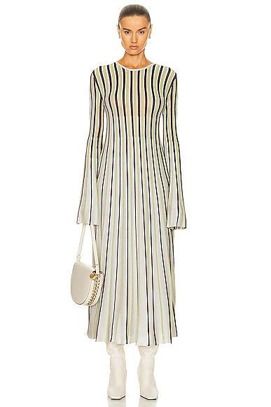 Stella McCartney Lurex Knit Long Dress in Ivory Product Image
