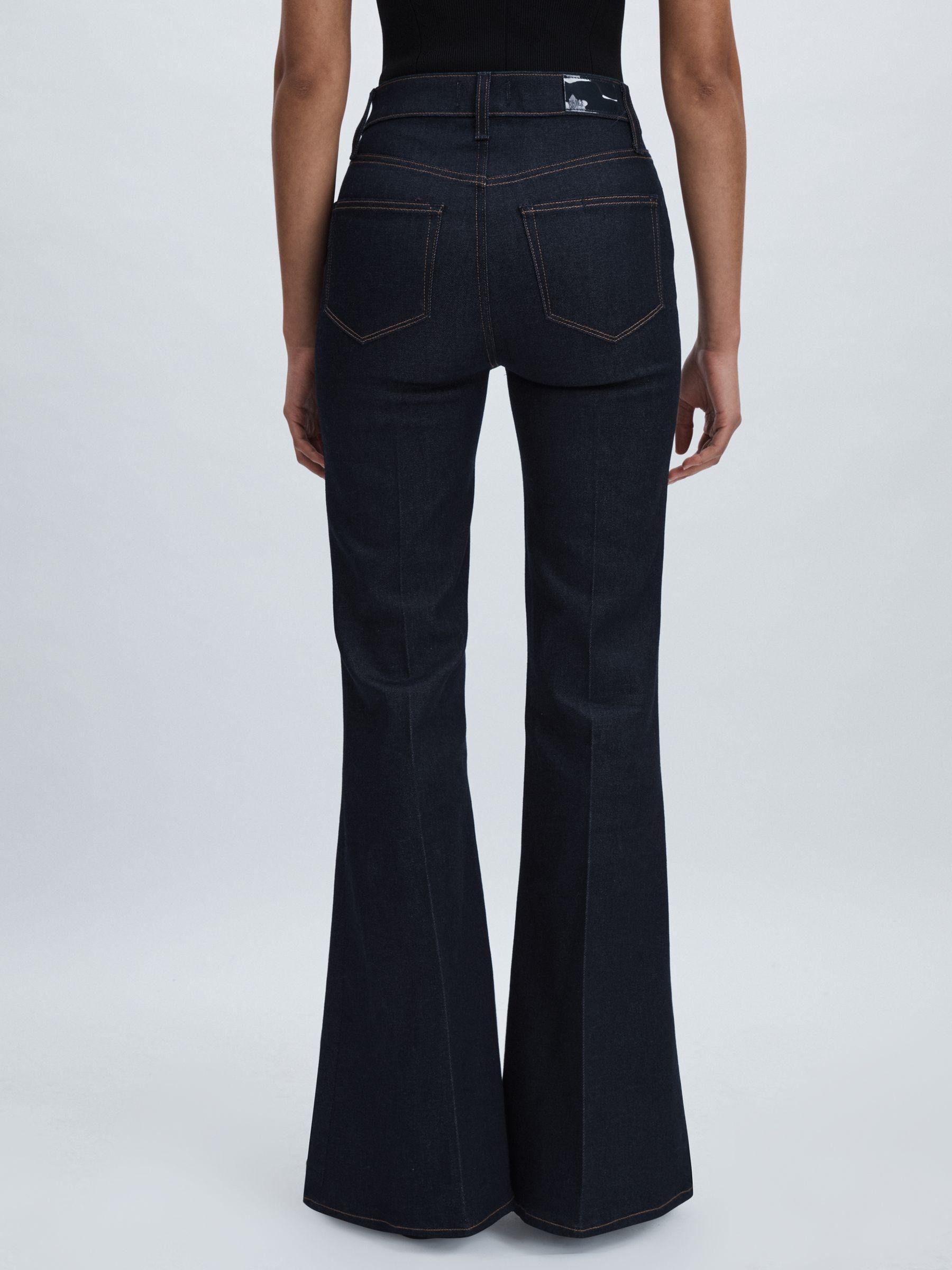 Paige Angled-Waist Flared Jeans in Kira Blue Product Image