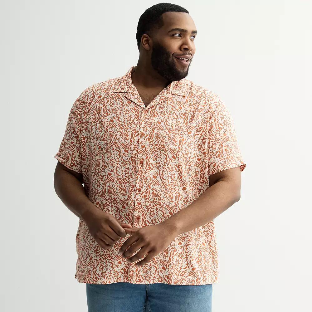 Big & Tall Apt. 9® Short Sleeve Rayon Camp Collar Shirt, Men's, Size: 2XB, Brown Floral Tapestry Product Image