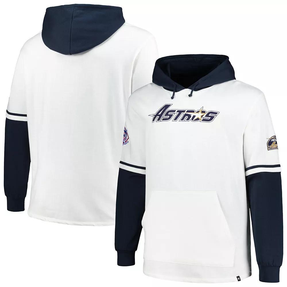 Men's '47 White/Navy Houston Astros Big & Tall Trifecta Shortstop Pullover Hoodie, Size: 3XLT Product Image