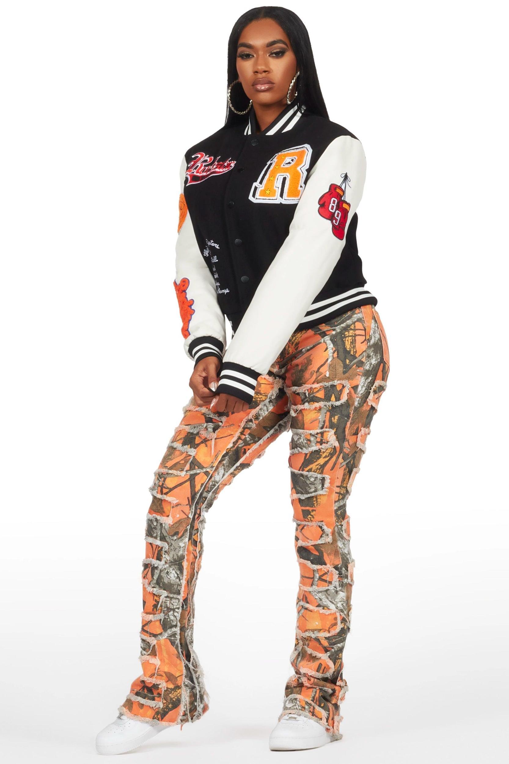 Rosalind Black Oversized Varsity Jacket Female Product Image
