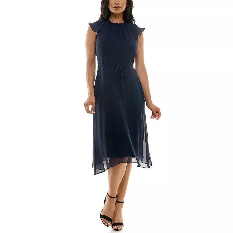 Women's Nina Leonard Mockneck Chiffon Dress, Size: Small, Green Product Image