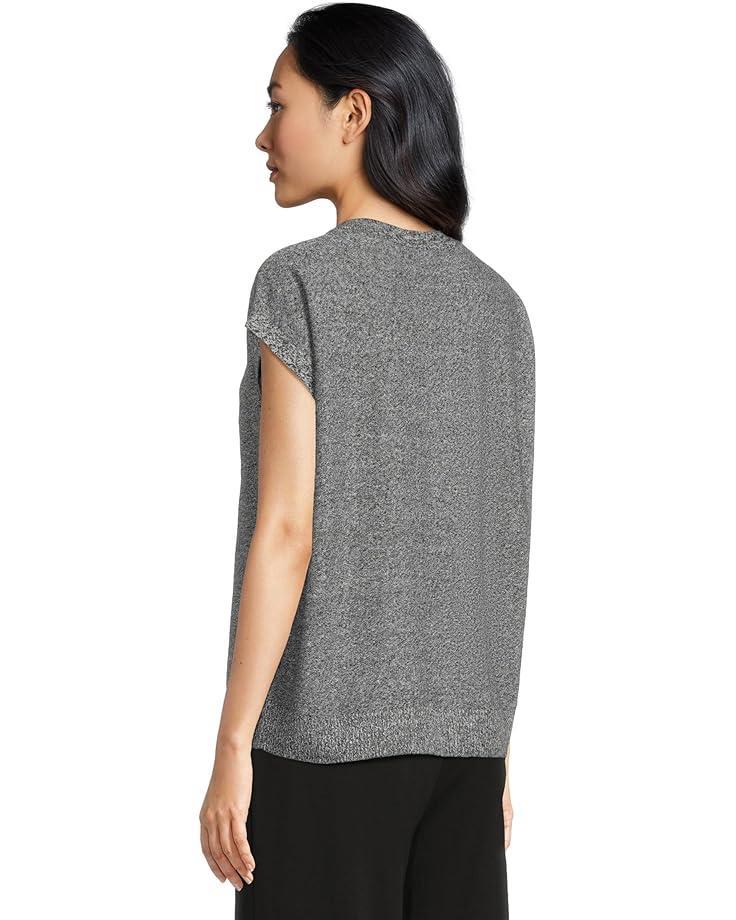 Cotton Blend Stripe Stitch Bateau Neck Box Top Product Image