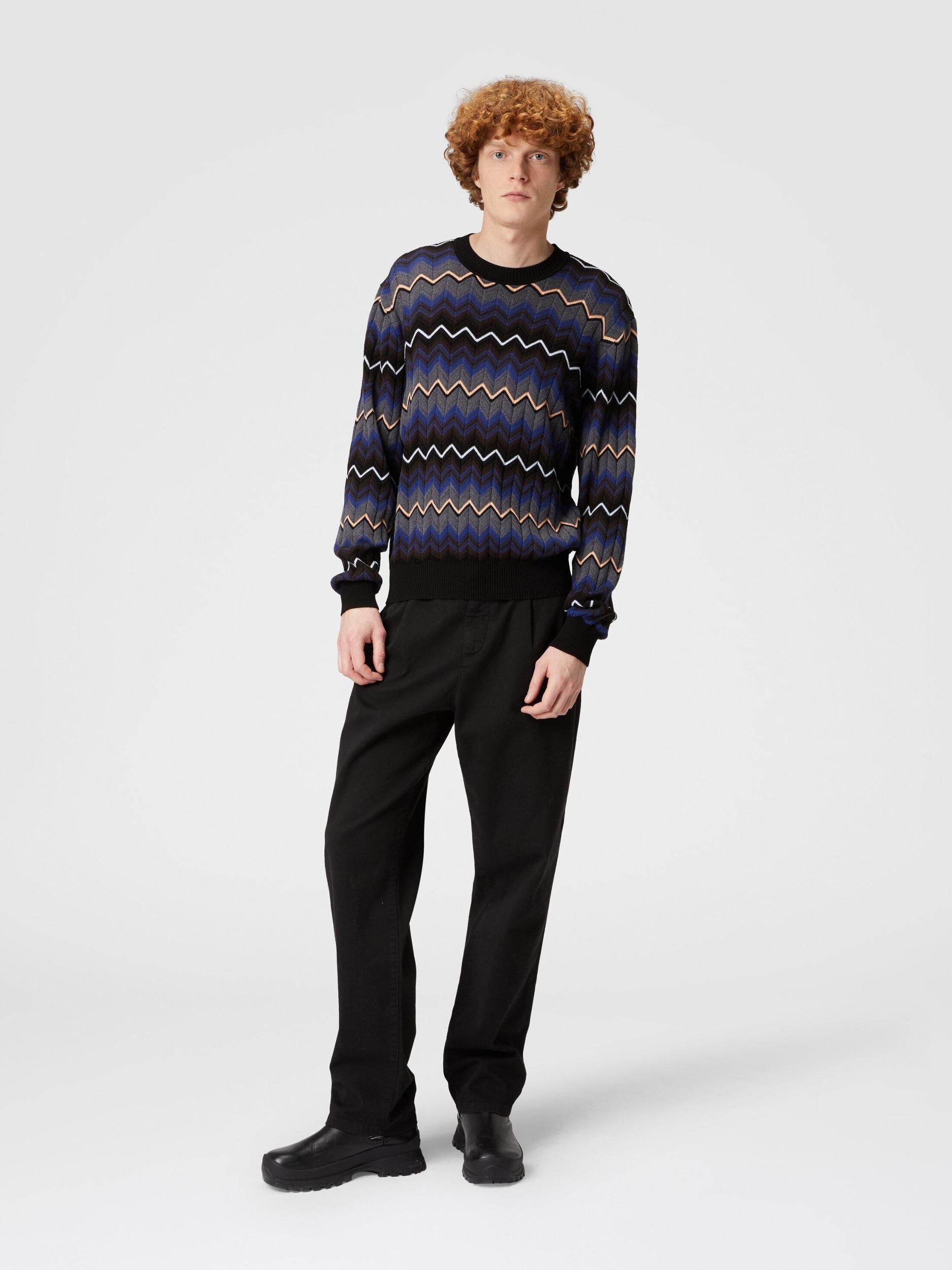 Zigzag wool and cotton crewneck pullover Product Image