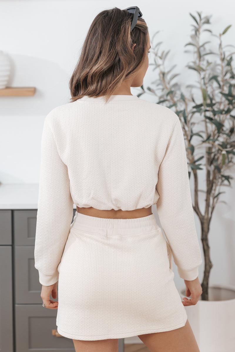 Natural Ribbed Bubble Hem Top - FINAL SALE Product Image