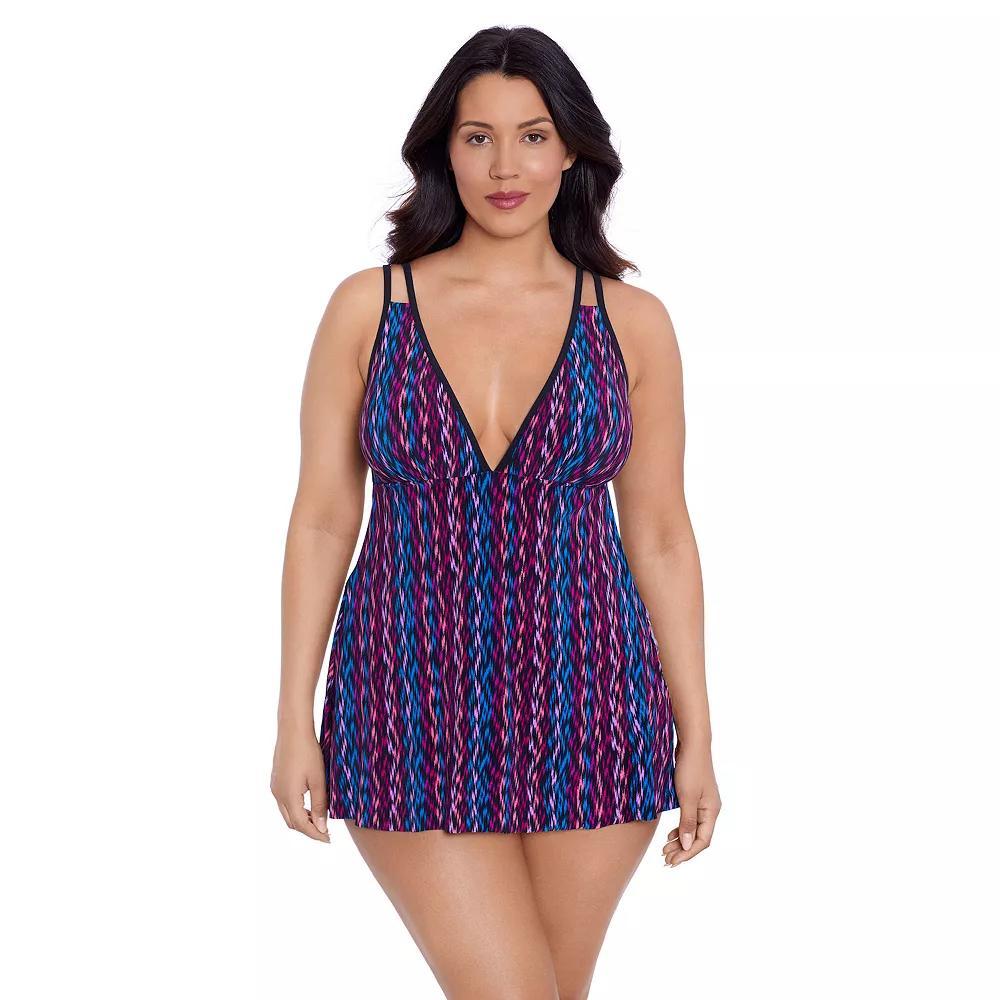 Women's Trimshaper Tracy Swim Dress, Size: 14, Serape Stripe Product Image