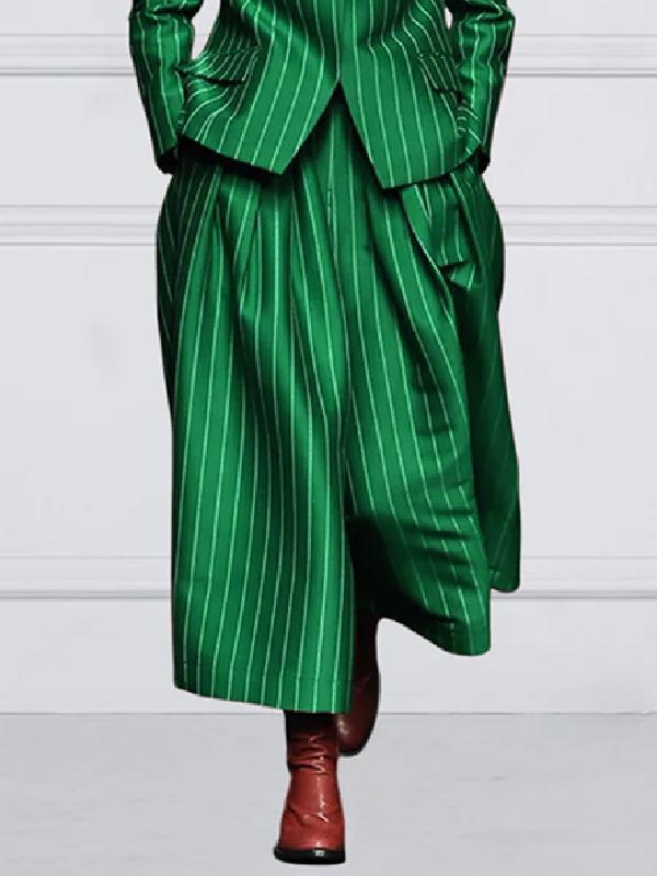 Loose Wide Leg Striped Casual Pants Bottoms Trousers Product Image