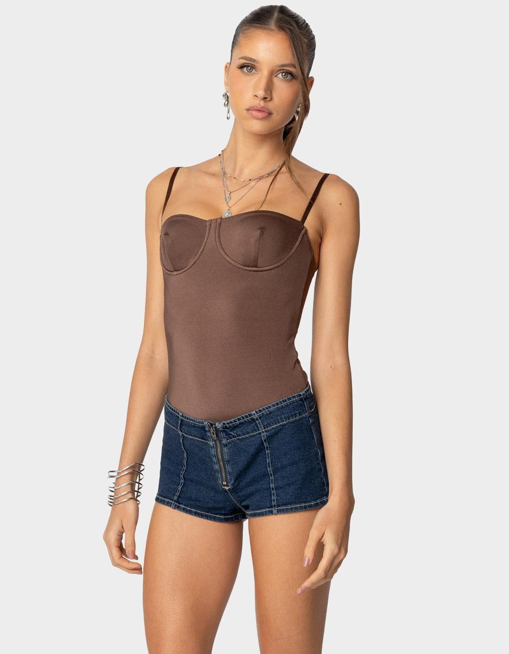 EDIKTED Laurel Shiny Cupped Bodysuit Product Image