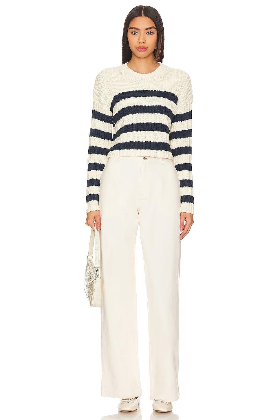 Striped Ribbed Cropped Sweater Denimist Product Image