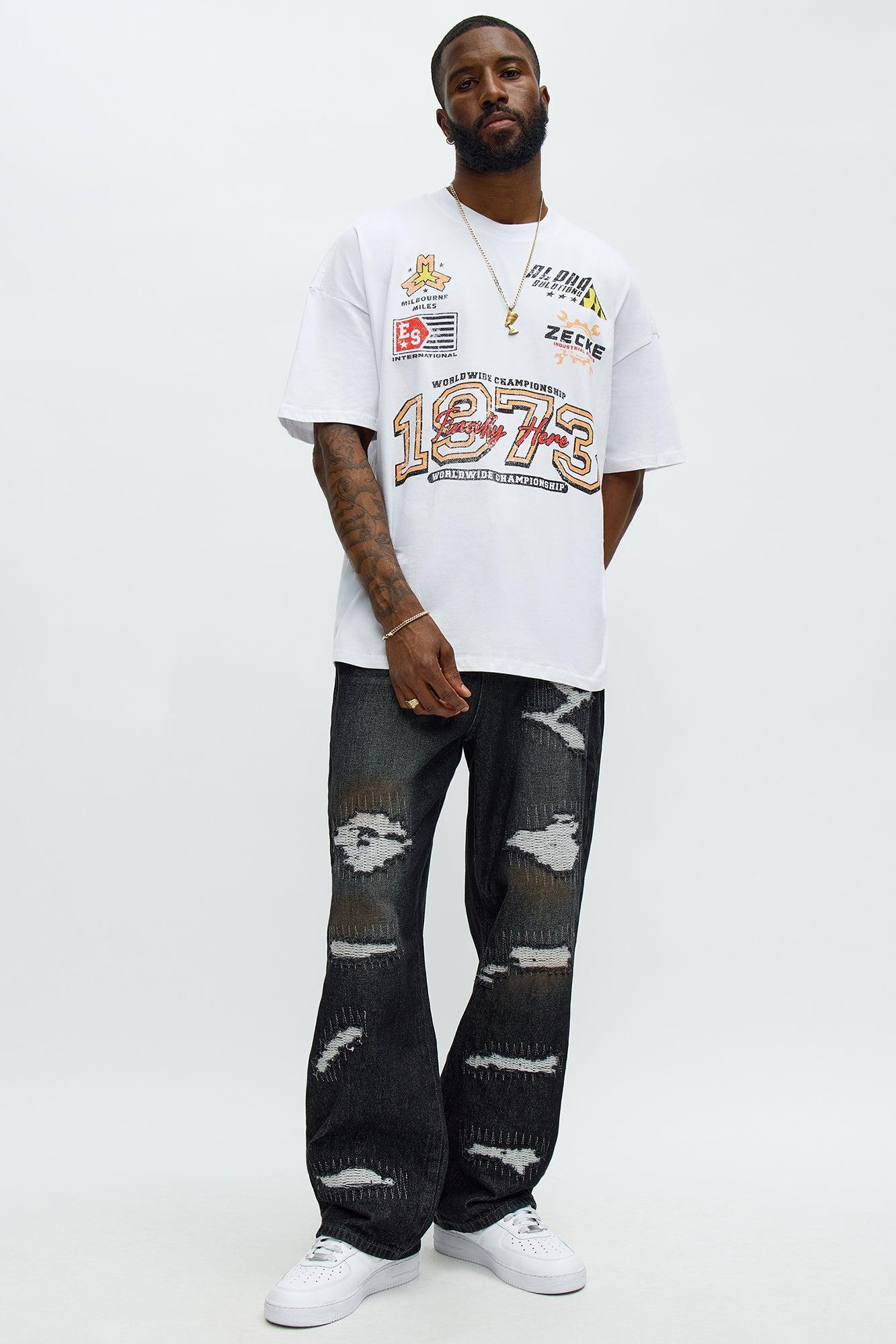 NYC Track Oversized Short Sleeve Tee - White Product Image