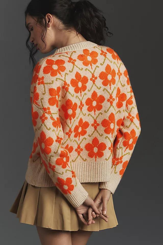 Maeve Graphic Intarsia Cardigan Sweater Product Image