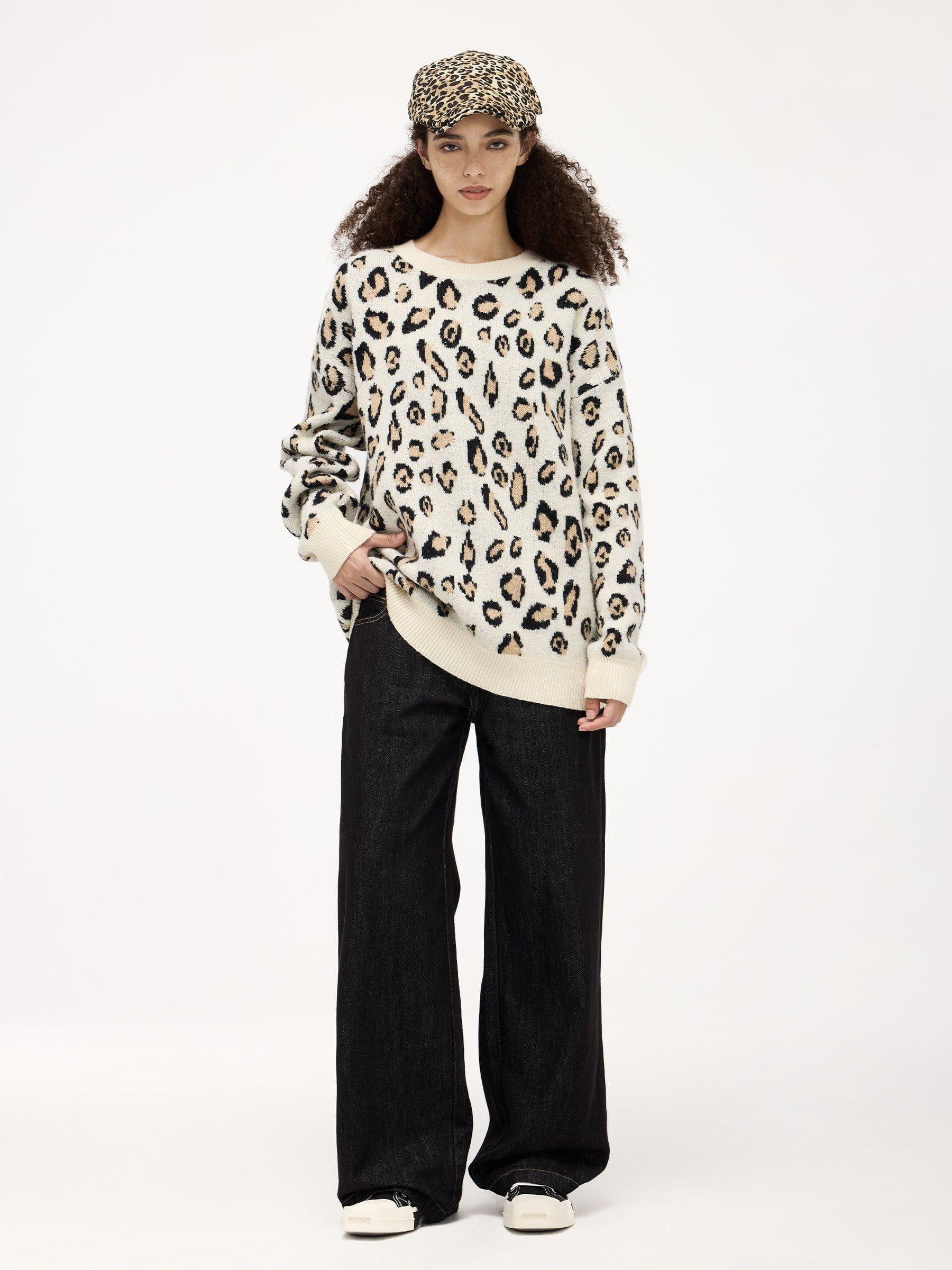 Aelfric Eden Apricot Leopard Print Sweater Product Image