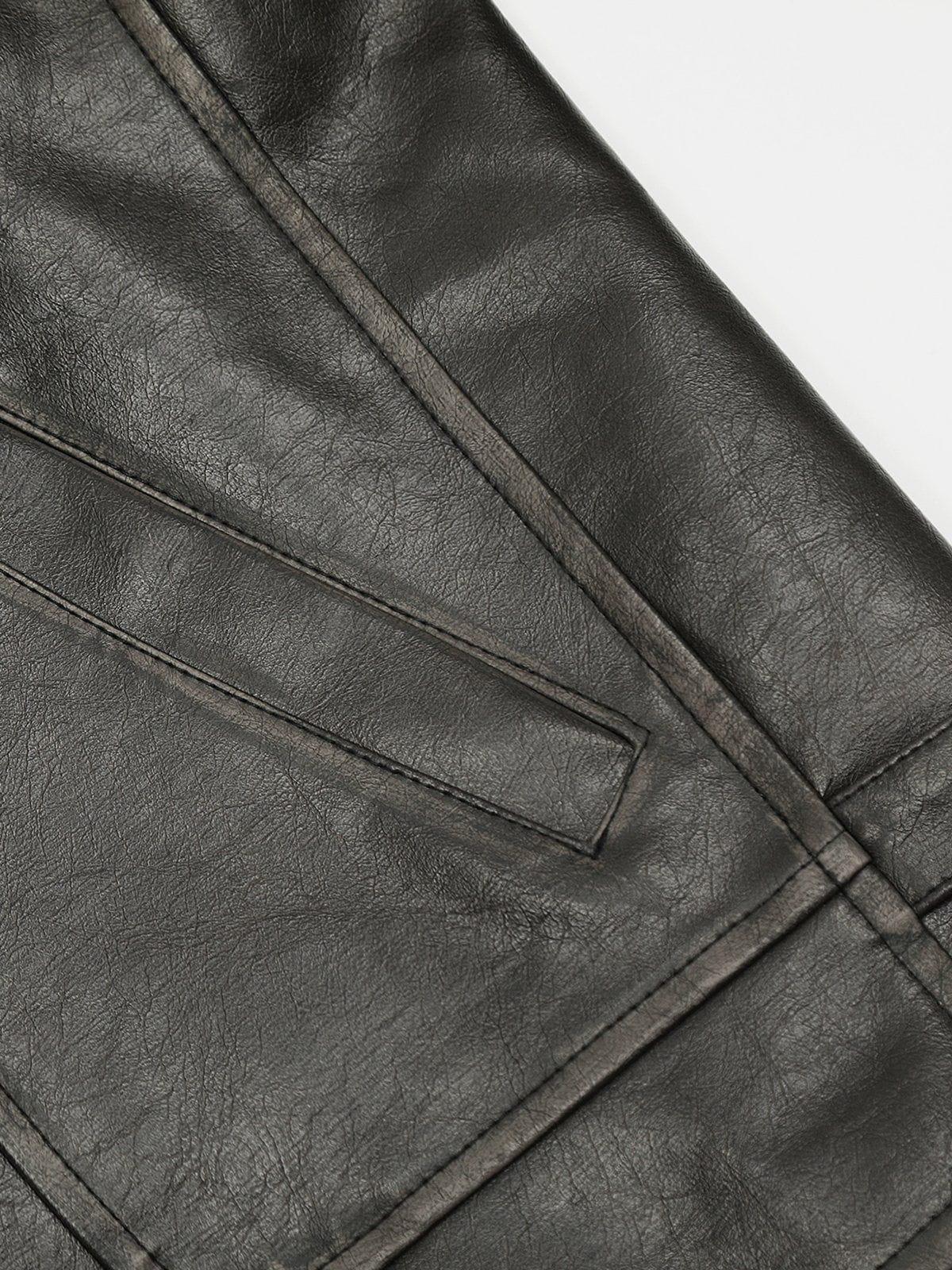 Aelfric Eden Fold-Over Washed Faux Leather Jacket Product Image