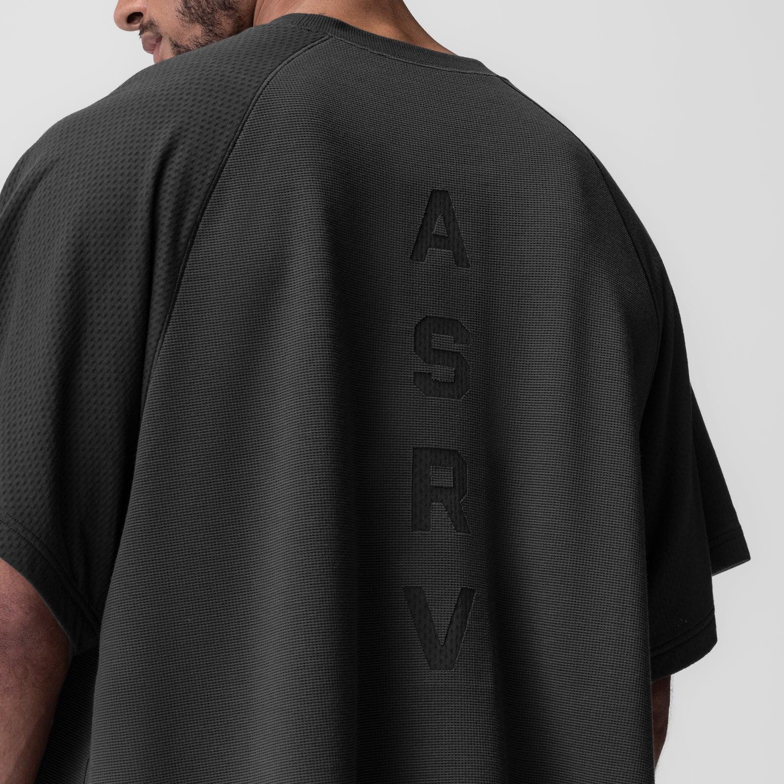 0946. Waffle Knit Oversized Tee - Black/Black Product Image