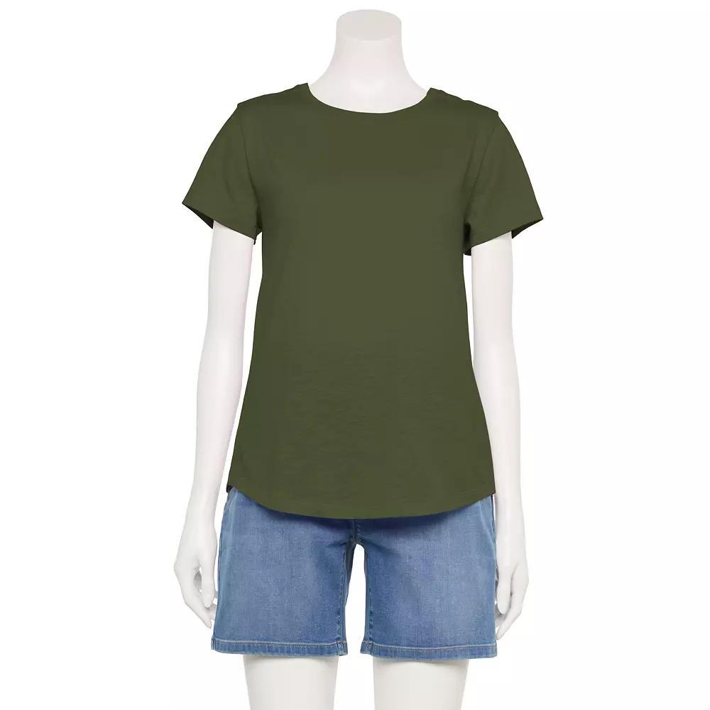 Womens Sonoma Goods For Life Adaptive Everyday Short Sleeve Crewneck T-Shirt Olive Black Product Image