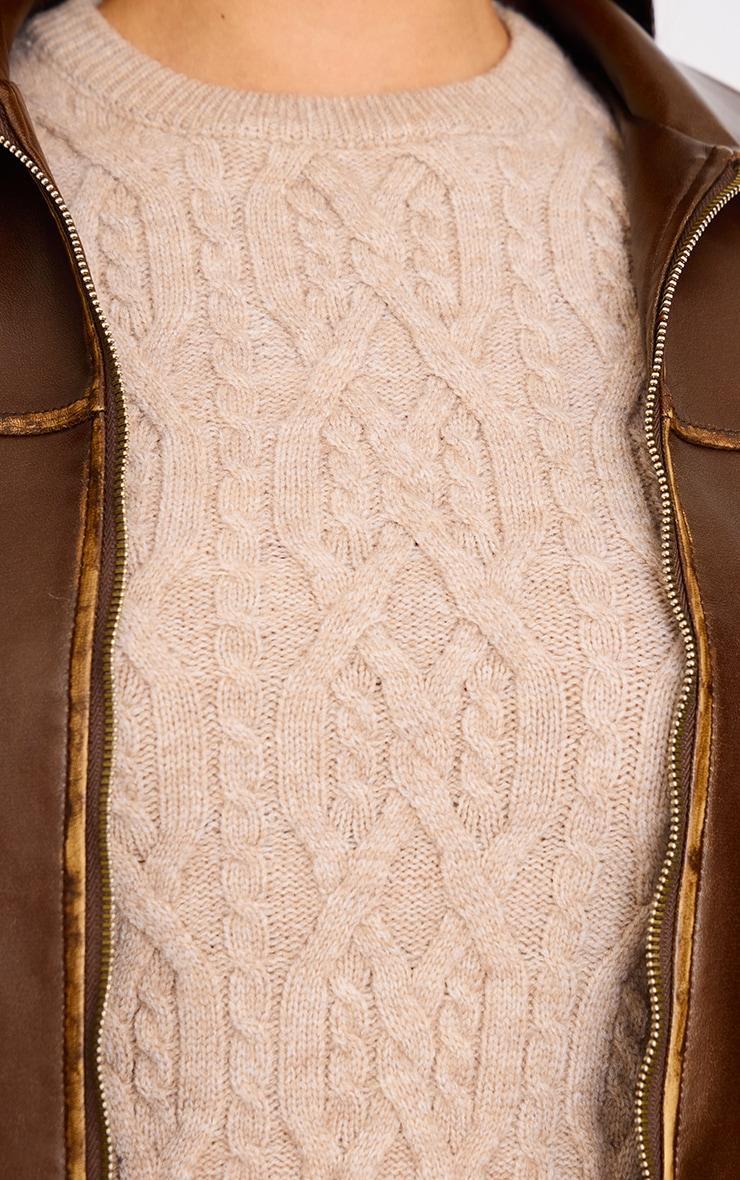 Taupe Chunky Cable Knit Mini Dress Product Image