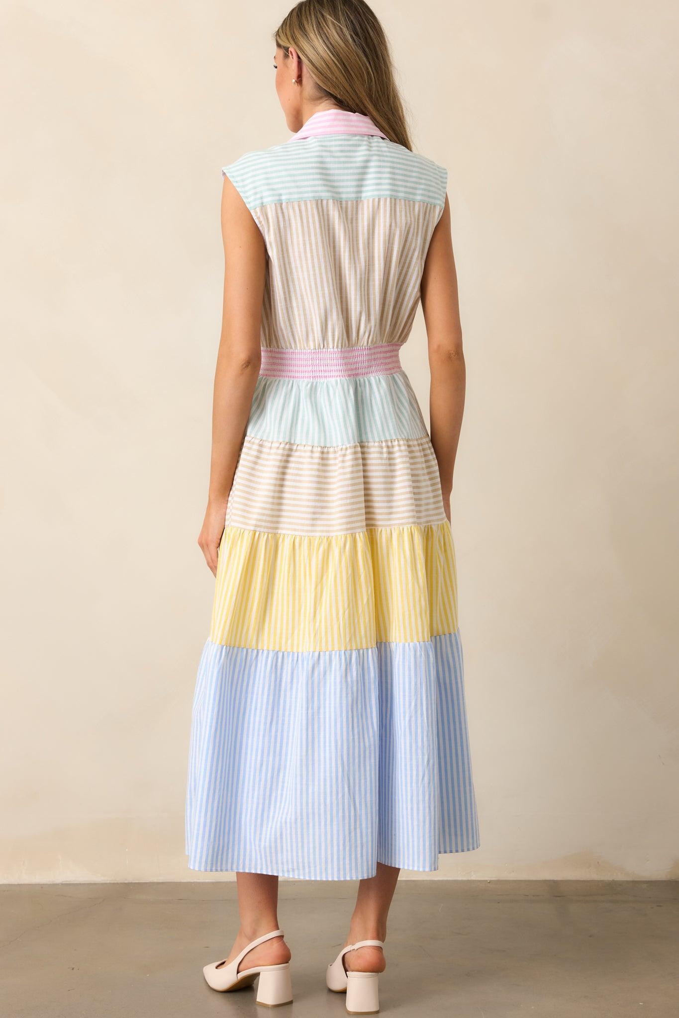 Yacht Club Lavender Multi Stripe Midi Dress Product Image
