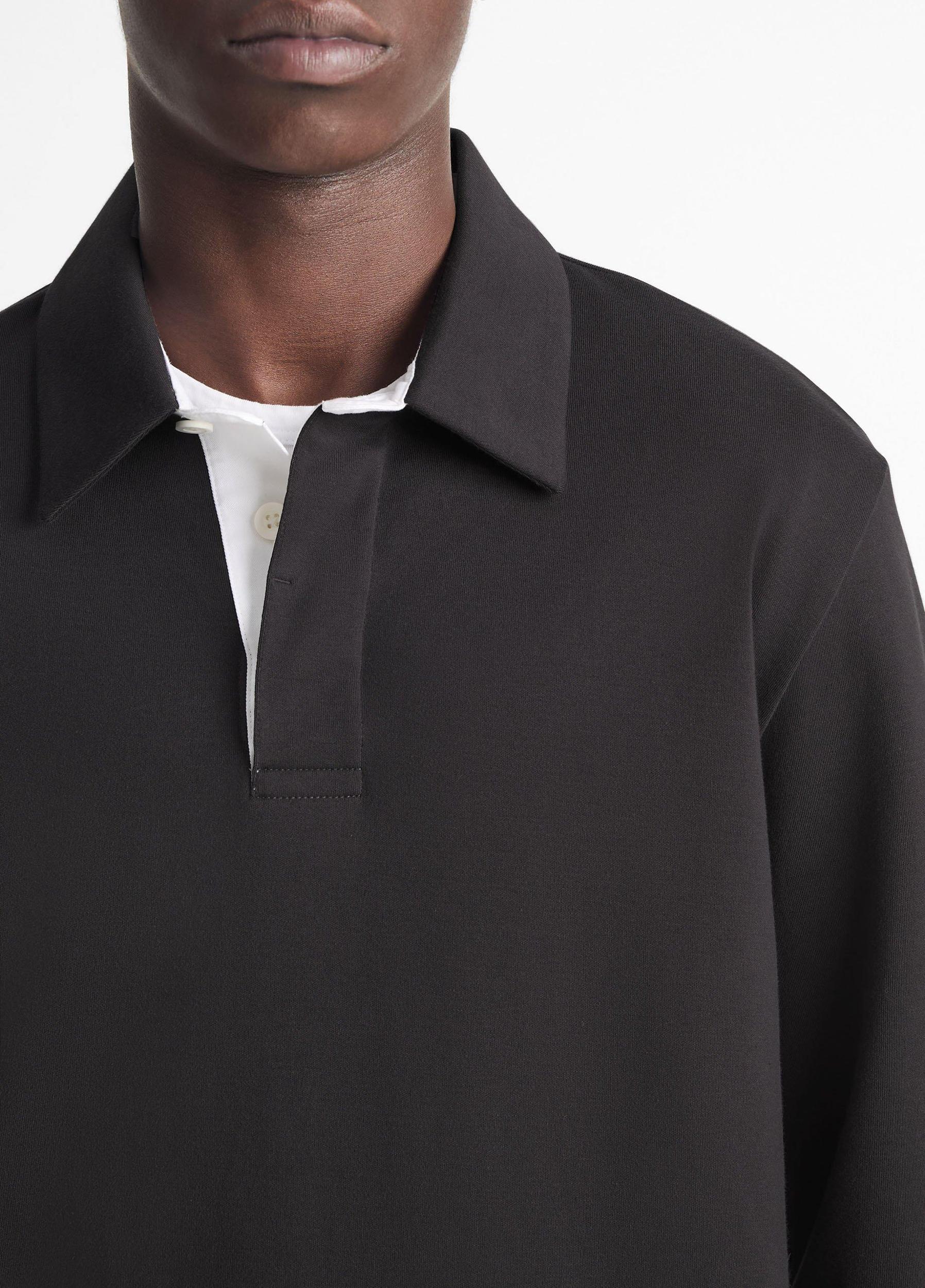 Brushed Pima Cotton Long-Sleeve Polo Shirt Product Image