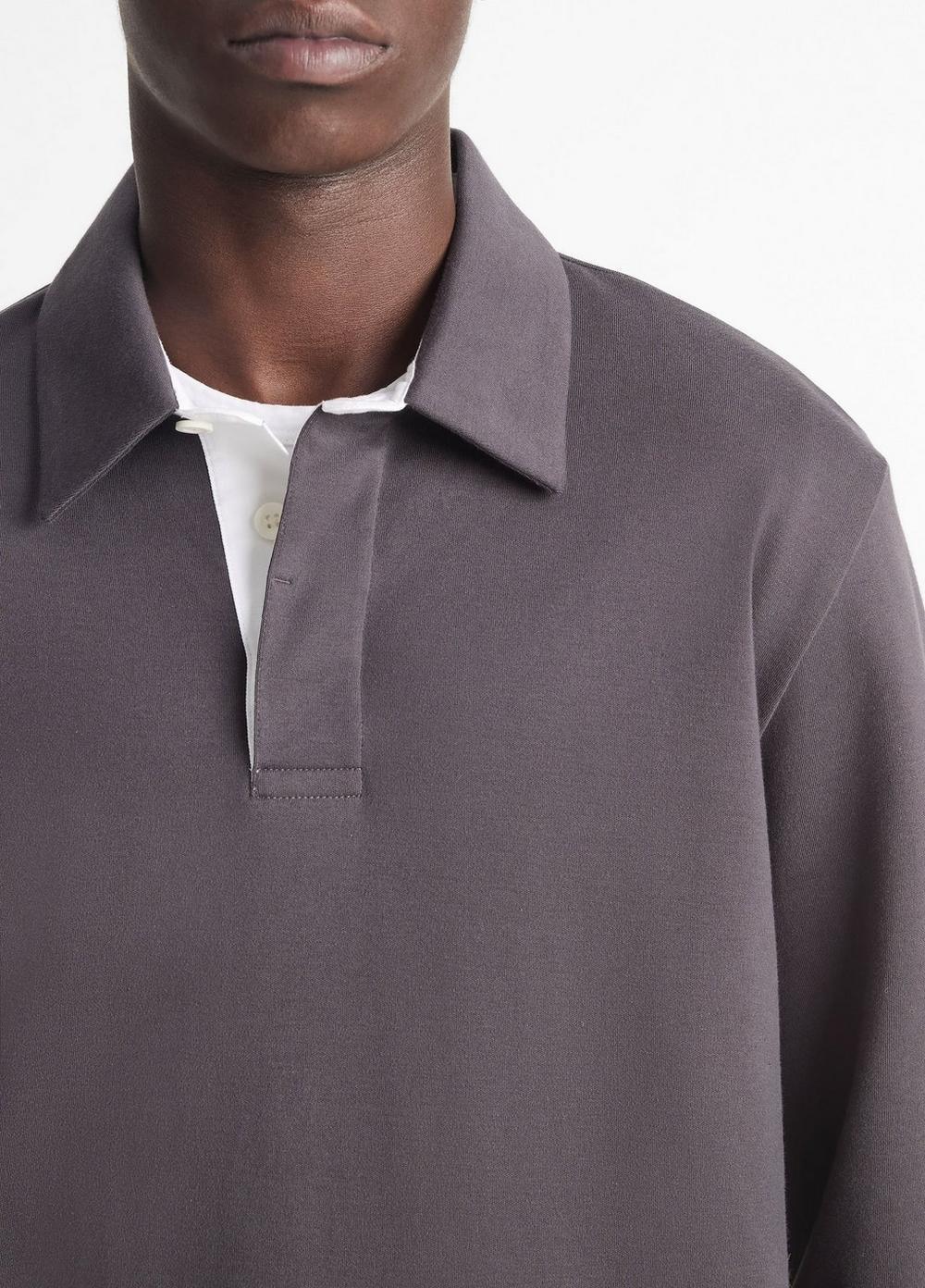 Mens Brushed Pima Cotton Long-Sleeve Polo Shirt, Black, Size XS Vince Product Image