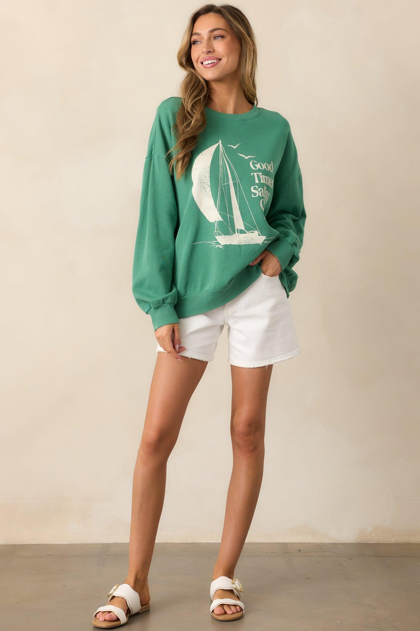 Z Supply Sail Away Sunday Green Sweatshirt Product Image