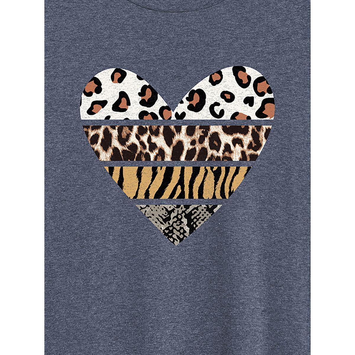 Plus Size Wild at Heart Round Neck T-Shirt Indigo Women Non Art&design Round Neck Everyday-Casual T-shirts BloomChic 30/6X Product Image