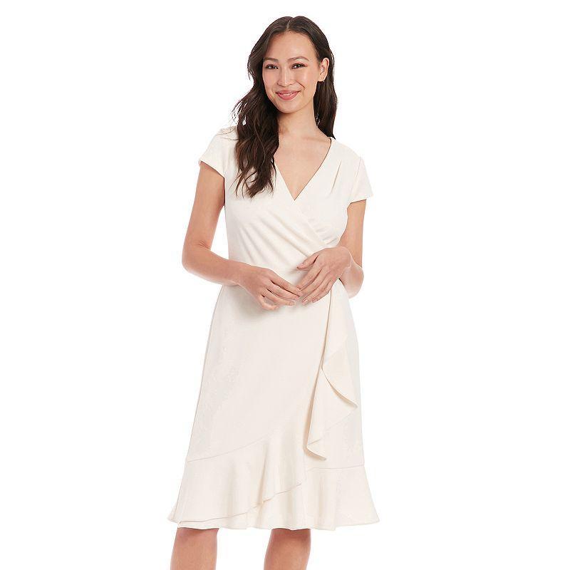 Women's London Times Cascade Ruffle Faux-Wrap Dress, Size: 16, Red Product Image